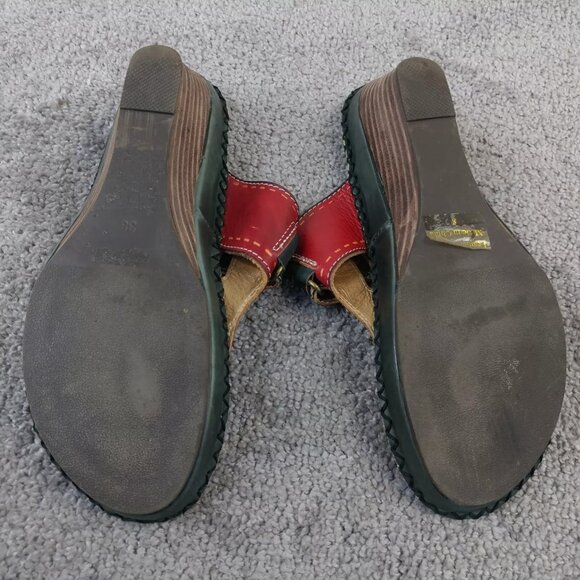 Corkys Elite Sandals Womens 8 Shoes Wolff Island Leather Thong Black Red - Picture 3 of 10